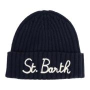 Effen Beanie met Logo Borduursels MC2 Saint Barth , Blue , Heren