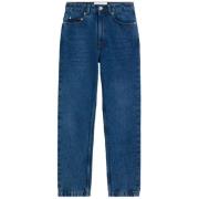 Blauwe Katoenen Straight Leg Jeans Ami Paris , Blue , Dames