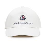 Witte Katoenen Logo Hoed Moncler , White , Heren