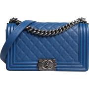 Pre-owned Leather chanel-bags Chanel Vintage , Blue , Dames