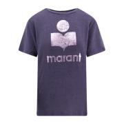 Linnen T-shirt met Frontaal Logo Isabel Marant Étoile , Blue , Dames