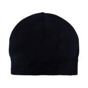 Marineblauwe Wol Logo Beanie Emporio Armani , Blue , Heren