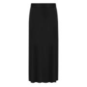 Zwarte Satijnen Uitlopende Midi Rok Elisabetta Franchi , Black , Dames