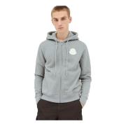 Katoenen Fleece Rits Sweater Moncler , Gray , Heren