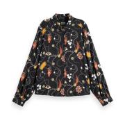 Gedrukte Ballonmouw Blouse Scotch & Soda , Black , Dames