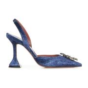 Blauwe Slingback Kristal Pumps Amina Muaddi , Blue , Dames