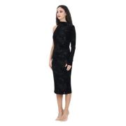 Zwarte Devoré Midi Jurk Patrizia Pepe , Black , Dames