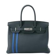 Pre-owned Leather totes Hermès Vintage , Blue , Dames