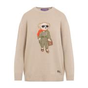 Aviator Bear Lange Mouw Pullover Ralph Lauren , Beige , Dames