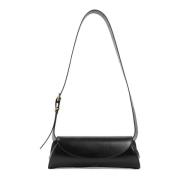 Zwarte leren schoudertas Jil Sander , Black , Dames