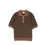 Kinderen Beige Polo Shirt FF-Logo Fendi , Beige , Unisex