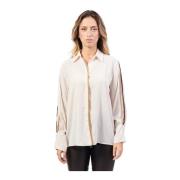 Overhemd van gladde stof met norHeren kraag Jijil , Beige , Dames