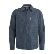 Overshirt Langarmshirt Semi Solid Cast Iron , Blue , Heren