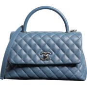 Pre-owned Leather chanel-bags Chanel Vintage , Blue , Dames