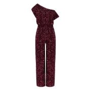 Bordeaux Paillet Jumpsuit met Boothalslijn Elisabetta Franchi , Red , ...