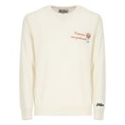 Heren Crew Neck Wollen Trui Saint Barth , Beige , Heren