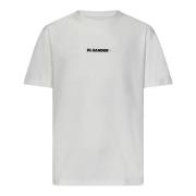 Wit Relaxte T-shirt met Logo Jil Sander , White , Heren