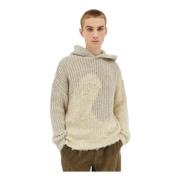 Chunky Gebreide Swirl Hoodie ERL , Beige , Heren