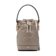 Gladkorrel Trekkoordtas met FF-patroon Fendi , Gray , Dames