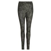 Mesh Leggings Zwart Stijlvol Print IN Front , Multicolor , Dames