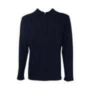 Half Zip Polo Navy Wol Cashmere Daniele Fiesoli , Blue , Dames