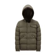 Groene Pufferjas met Teddy Capuchon Moncler , Green , Heren