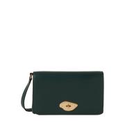 Groene hoogglans leren portemonnee met band Mulberry , Green , Dames