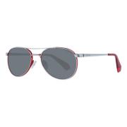 Stijlvolle metalen zonnebril in zilver-rood Polaroid , Gray , Dames