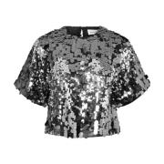 Sequin Top met 3/4 Mouwen Selected Femme , Gray , Dames