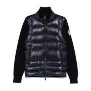 Blauwe Gewatteerde Trui met Rits Moncler , Blue , Heren