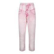 Roze Denim Flared Jeans Patchwork Isabel Marant , Pink , Dames