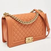 Pre-owned Leather chanel-bags Chanel Vintage , Orange , Dames