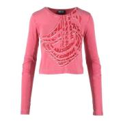 Katoenen T-shirt Diesel , Pink , Dames