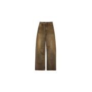 Blauwe Wide Leg Katoenen Jeans MM6 Maison Margiela , Blue , Dames