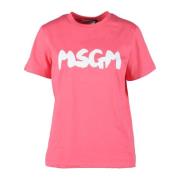 Katoenen T-shirt met Unieke Stijl Msgm , Pink , Dames