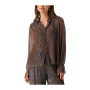 Bronzen Glitter Blouse Notre-v , Brown , Dames