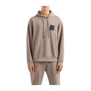 Grijze Logo Patch Hoodie Sweater Emporio Armani , Brown , Heren