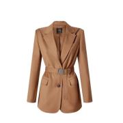 Bruine Flanellen Jas met Grote Capuchon Pinko , Brown , Dames