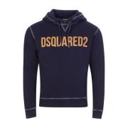 Blauwe Katoenen Sweatshirt met Capuchon Dsquared2 , Blue , Heren