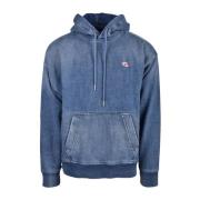 Denimblauwe Sweatshirt voor Heren Diesel , Blue , Heren