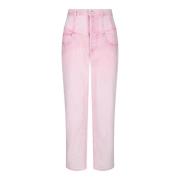 Lichtroze Katoenen Tapered Jeans Isabel Marant , Pink , Dames