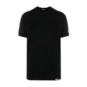 Zwart Logo-Patch Katoenen T-Shirt Dsquared2 , Black , Heren