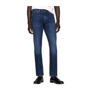 Blauwe Straight Denim Jeans Tommy Hilfiger , Blue , Heren