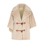 Beige Teddy Fabric Cape Jacket Max Mara , Beige , Dames