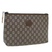 Pre-owned Leather clutches Gucci Vintage , Beige , Dames