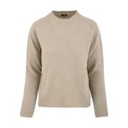 Beige Ronde Hals Sweater Aspesi , Brown , Dames