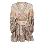 Blauwe Bloemen Mini Wrap Frill Jurk Zimmermann , Multicolor , Dames