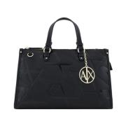 Zwarte Handtassen met Logo Emporio Armani , Black , Dames