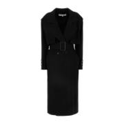 Klassieke Zwarte Wollen Trenchcoat JW Anderson , Black , Dames