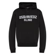 Zwart en wit print sweatshirt Dsquared2 , Black , Heren